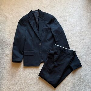 Young Kings by Steve Harvey 2 piece suit black pinstripe coat pants Boys Size 8